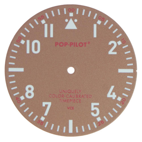 Quadrante per Miyota 2035 - POP-PILOT, marrone, rosso, 35,1 mm