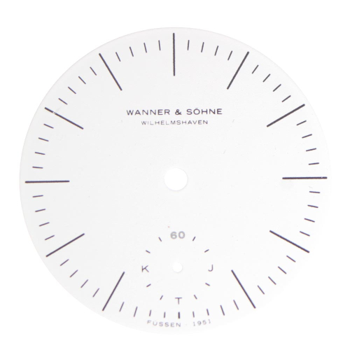 Cadran "Wanner & Söhne Wilhelmshaven" 35,1 mm blanc, pour Unitas 6498-1