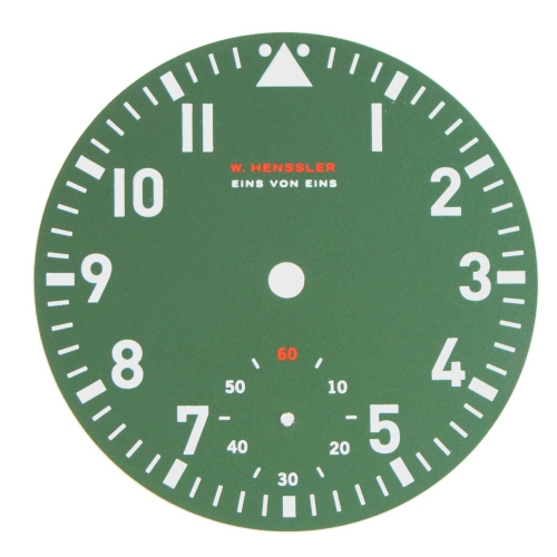 Armbanduhr Zifferblatt 37,00 mm grün "W. Henssler - Eins von Eins" für Unitas 6498-1