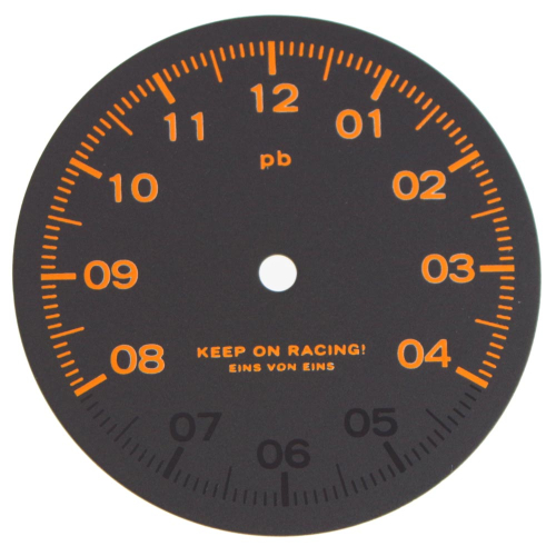 Quadrante 37,00 mm "KEEP ON RACING!" nero, arancione per Unitas 6498-1