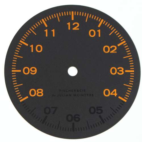 Wristwatch dial 37.00 mm black, orange for Unitas 6498-1