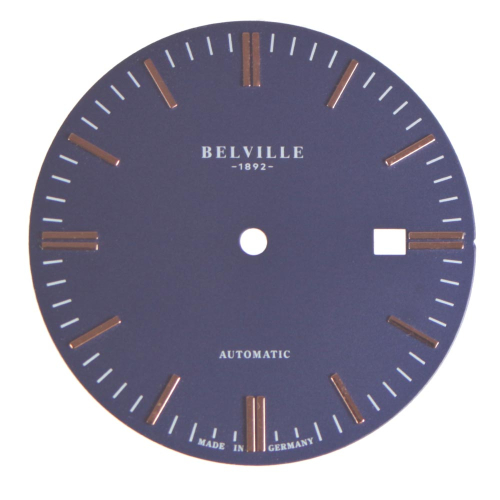 Wristwatch dial "Belville 1892" 33.00 mm blue for Miyota 8215