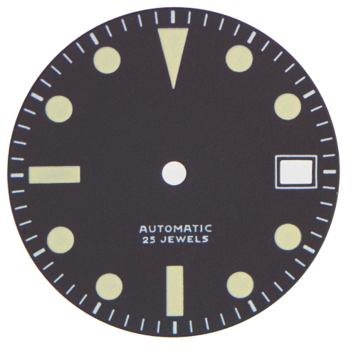 Wristwatch dial 27.70 mm black, green luminescent for ETA 2824