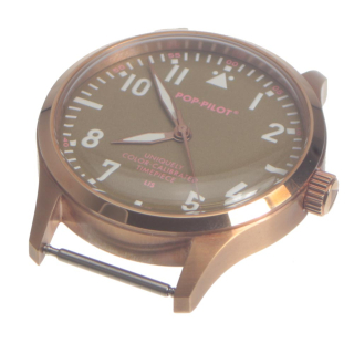 POP-Pilot MRS Armbanduhr 40 mm, rosé, ohne Armband, Zifferblatt okker