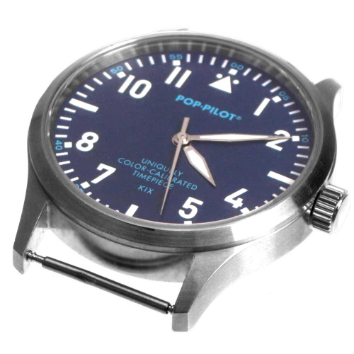 Orologio da polso POP-Pilot KIX 42 mm, acciaio, senza bracciale, quadrante blu