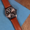 Pop Pilot wristwatch, 36.5 mm, rosé, leather strap with quick-release fastener
