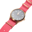 Reloj de pulsera POP-Pilot 40 mm caja de acero rosado con correa de nylon