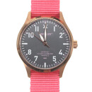 Montre-bracelet POP-Pilot 40 mm boîtier en acier rosé avec bracelet en nylon