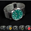 Armbanduhr Pop Pilot 42 mm mit Milanaisearmband aus poliertem Edelstahl
