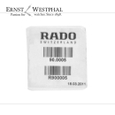 Genuine RADO waterproof set R900005 for case ref. 153.0368.3, 153.0464.3