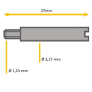 Original FORTIS Schraube für Bandglieder Stahl 17 mm für Armband 99.959 M