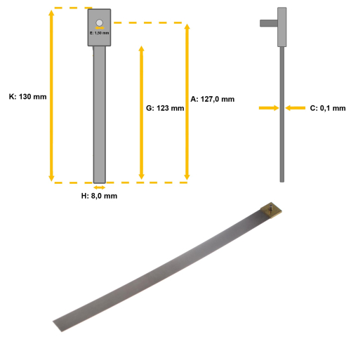 Ressort de pendule pour horloges de grand-père 130 x 8,0 x 0,1 - #324