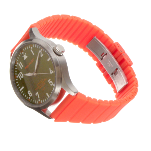 "Pop Pilot x Fortis" wristwatch 42mm, orange DUR, Miyota 2035 SC, silicone strap