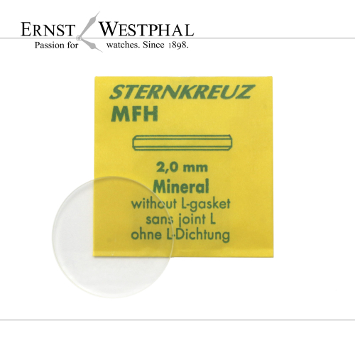STERNKREUZ cristal de reloj, cristal mineral, plano, grosor medio 2,0 mm 296