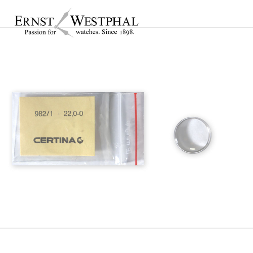 Original CERTINA crystal, No. 982/1 22.0-0, silver for Ref. 17-300, 17-300A