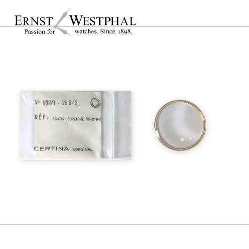 Vetro originale CERTINA, n. 982/1 29,5-13, oro per Rif. 53-042, 53-210-5, 53-215